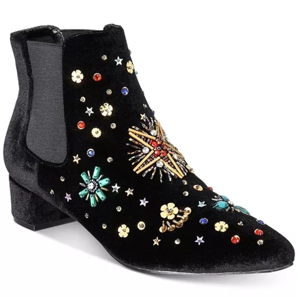 Embellished Black Ankle Boots - Picture 1 of 7